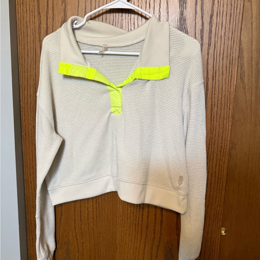 FP Movement by Free People Cream and Neon Yellow Sweater